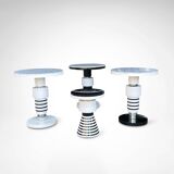 Hand crafted side tables of ceramic and marble in memphis style by casalto