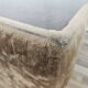 1970s coffee table covered in fabric with glass top