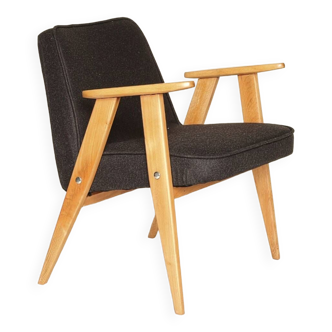 Fauteuil vintage Design moderne du milieu du siècle par Chierowski 1962 fauteuil de salon en laine naturelle noire chaise design scandinave