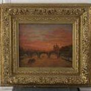 P. Druard: Sunset over Paris and Notre-Dame