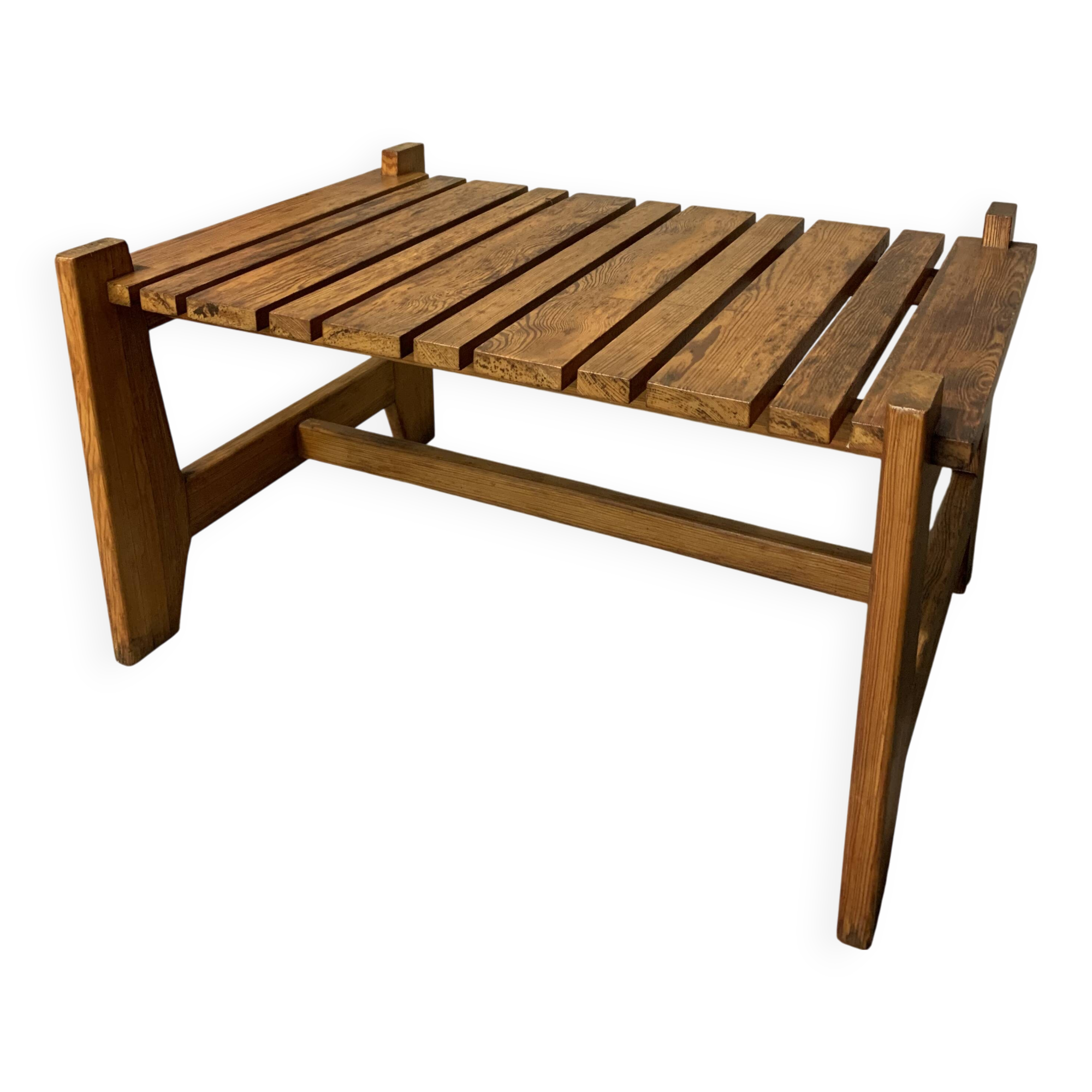 Vintage Pine Coffee Table, Reconstruction Period, Brutalist Design