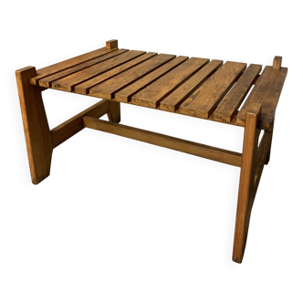 Table Basse Vintage en Pin Époque Reconstruction Design Brutaliste