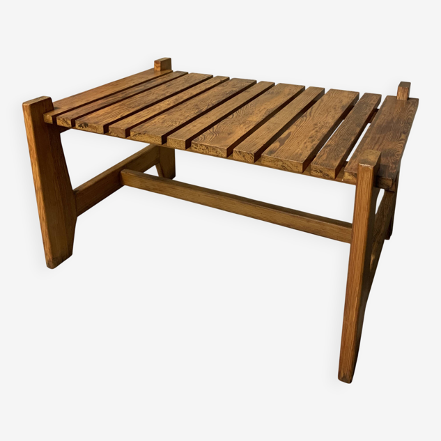 Vintage Pine Coffee Table, Reconstruction Period, Brutalist Design