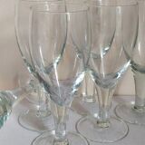 Six XXL blown glass stemmed glasses