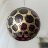 Space age vintage purple and gold large disco ceiling lamp