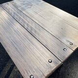 Old table with patinated green legs