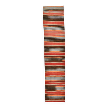 Runner Vintage Rayé – Tapis Kilim Graphique Tissé Main, 77x360 Cm
