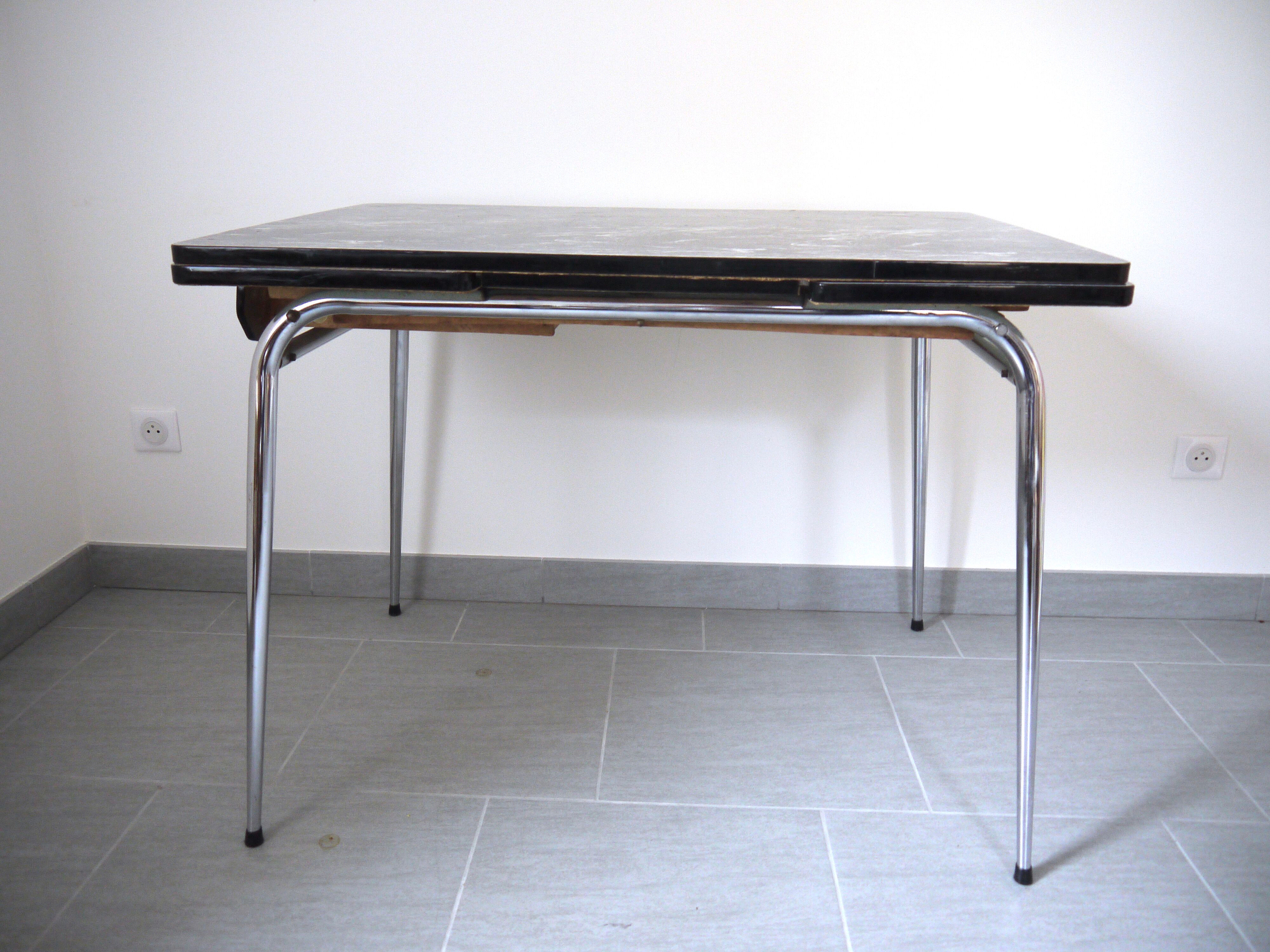 Black and white marbled formica table