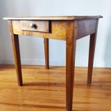 Antique farm table in solid blond walnut