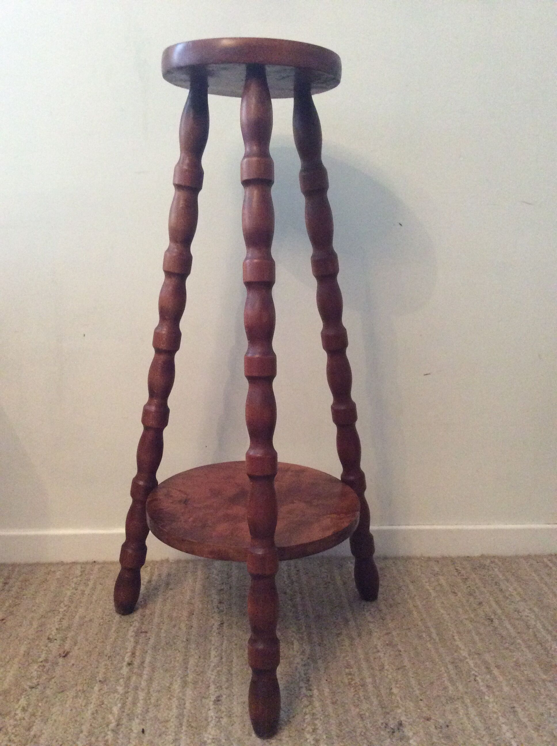Scandinavian plant holder in solid wood turned from the 60s and 70s