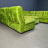 Vintage green velvet modular sofa set, 1970s
