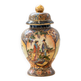 Vase en céramique chinoise peint à la main des années 1960