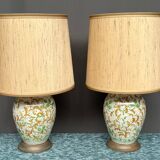 Pair of hand painted lamps.
