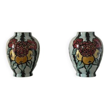 Paire de vases anciens Henri Delcourt - Boulogne sur mer