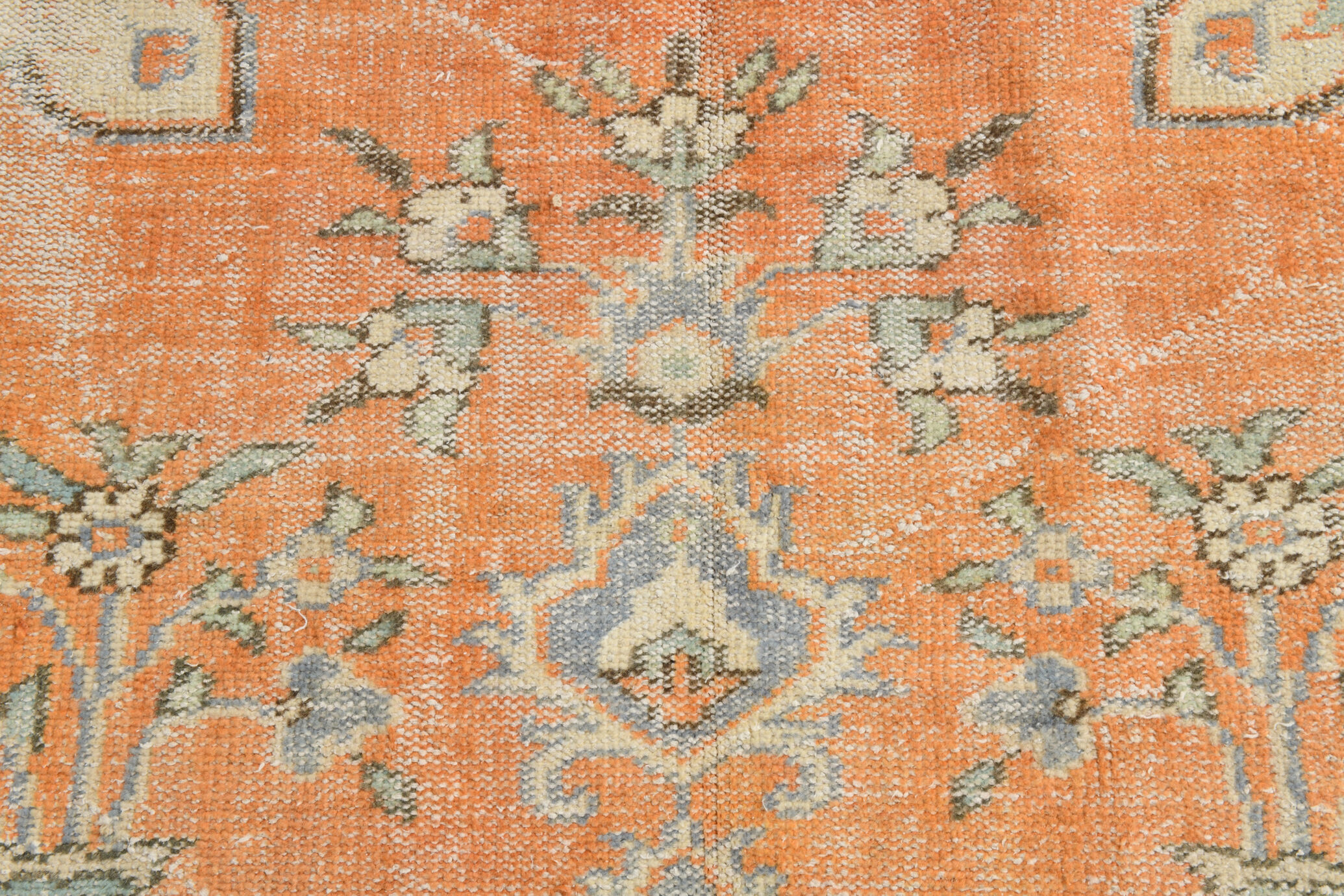 Coral orange 62s vintage rug, 226x331cm