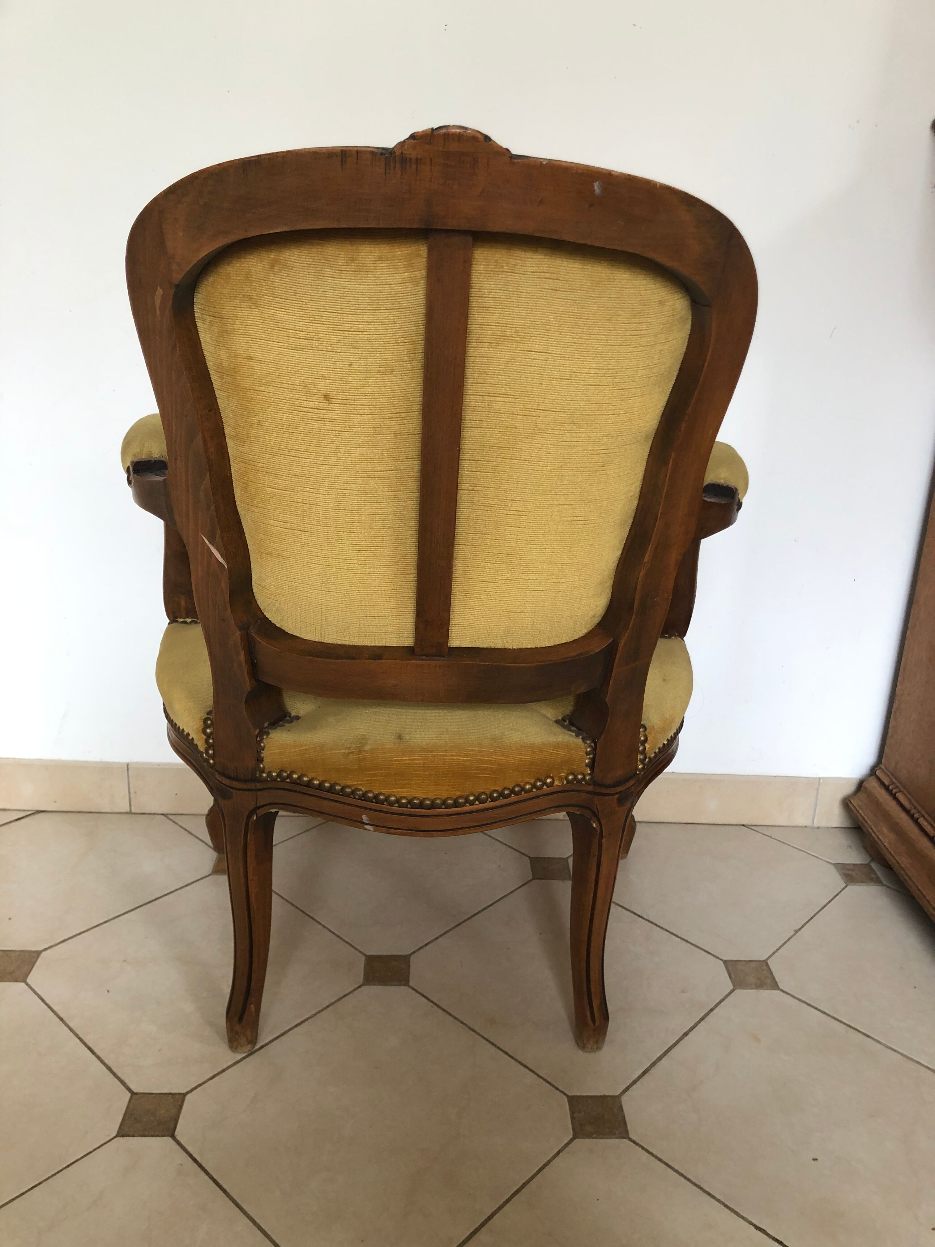 Louis XV mustard style armchair