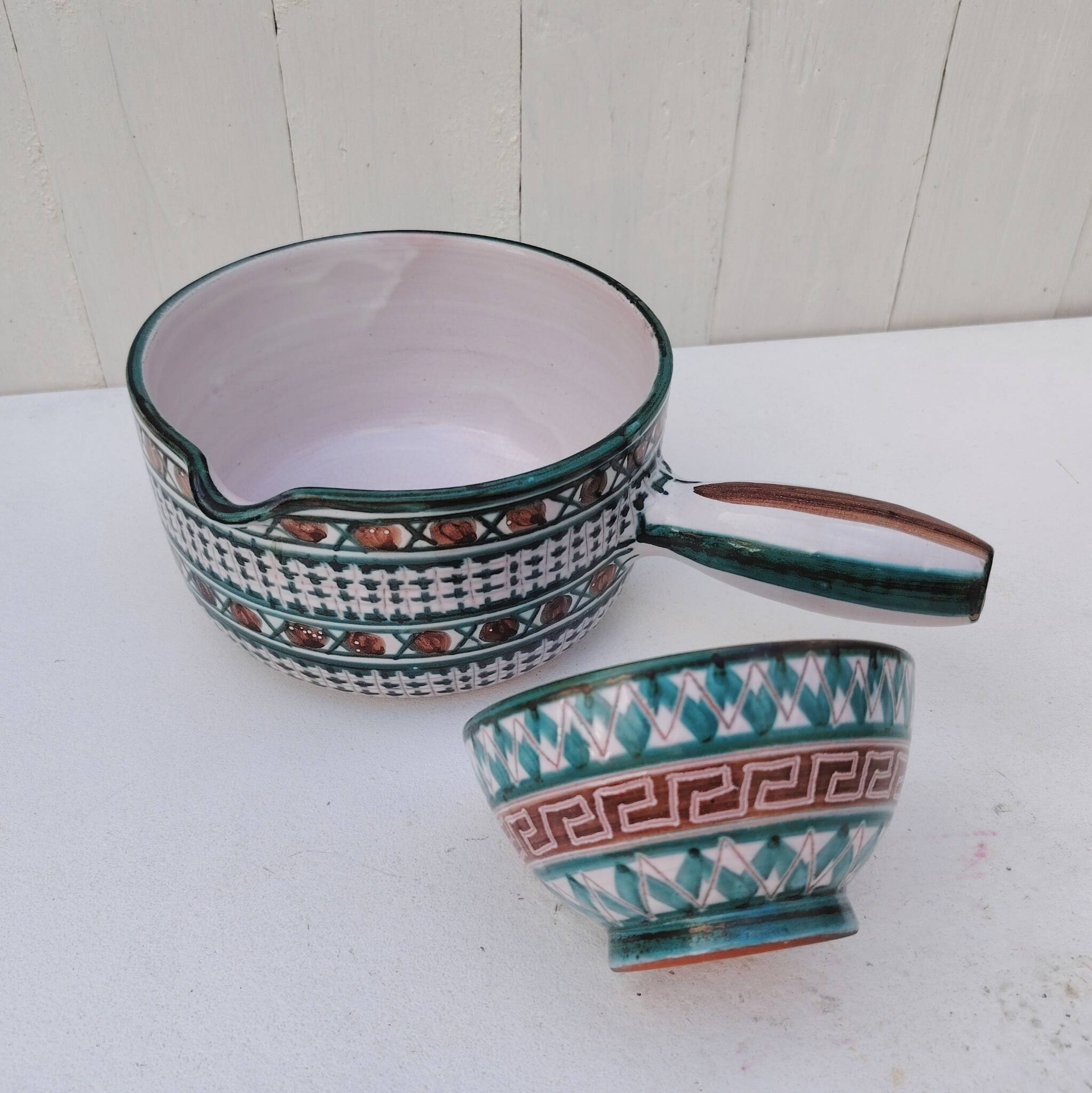 Casserole and ceramic bowl, Robert Picault, Vallauris