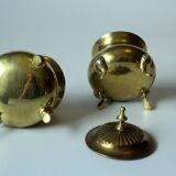 Metal teapot gold plated, inside silver plated, with milk pot and sugar bowl as a set, vintage