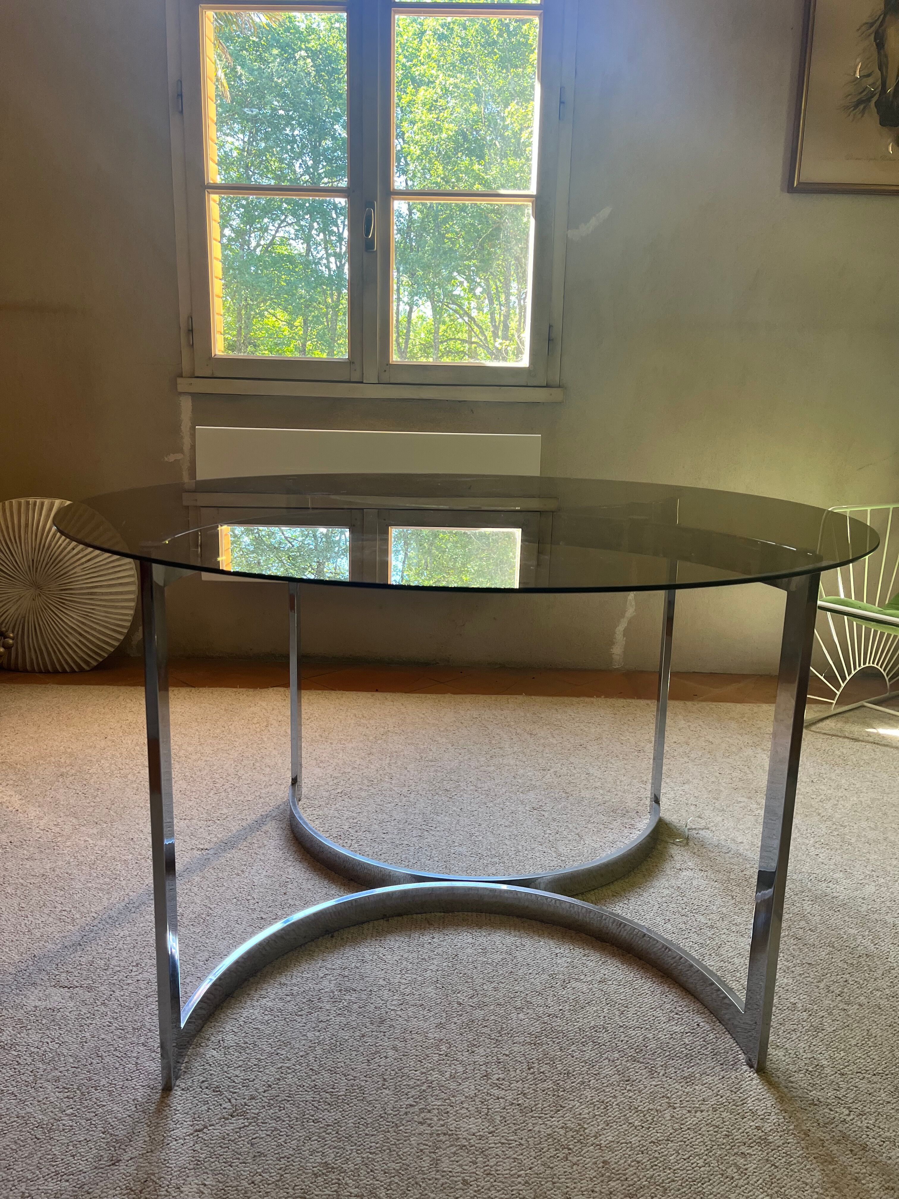 Table verre fumé design vittorio introini
