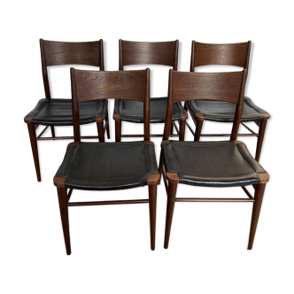 Set of 5 60's Scandinavian design chairs