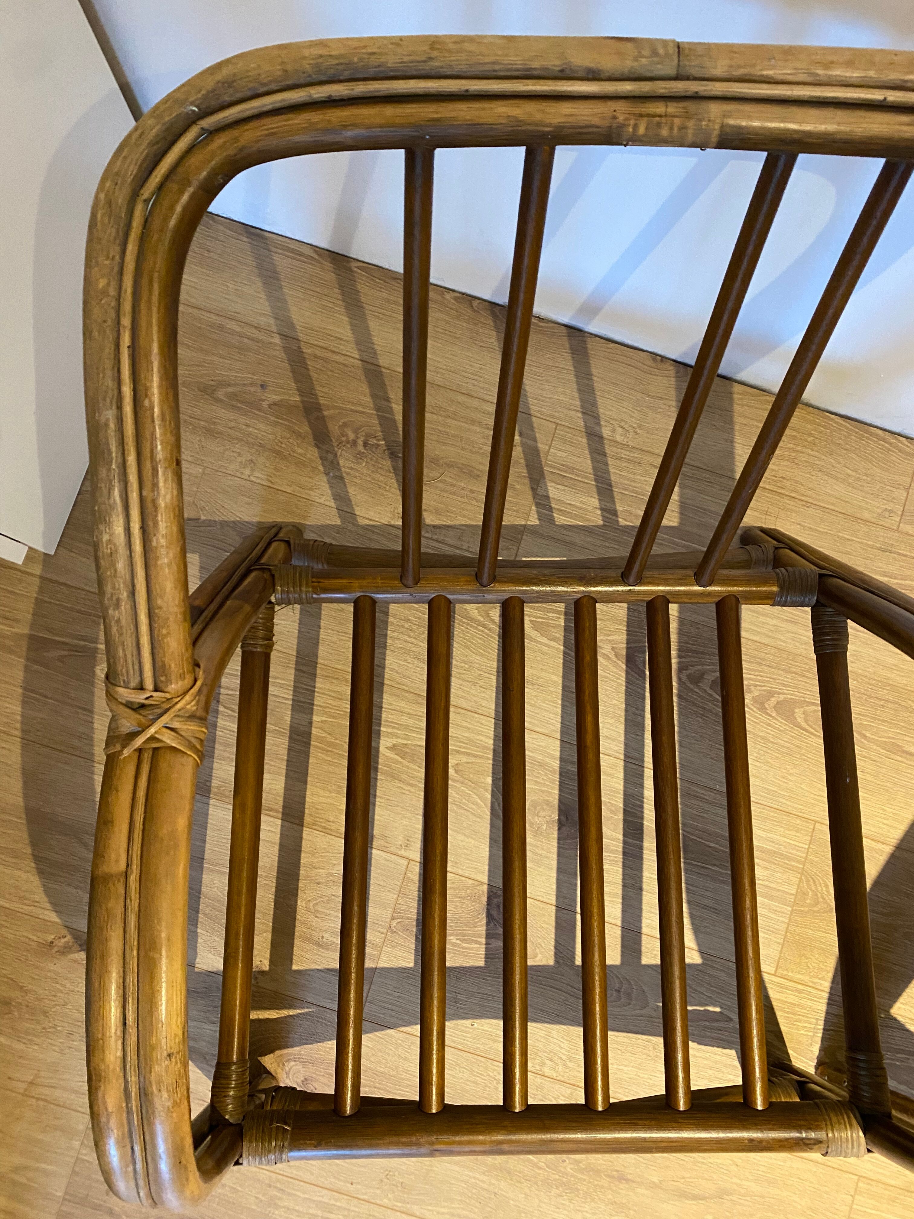 Pair of vintage rattan bamboo armchairs