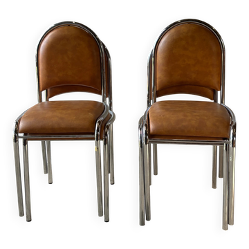 Lot de 4 chaises vintage tubulaires chrome