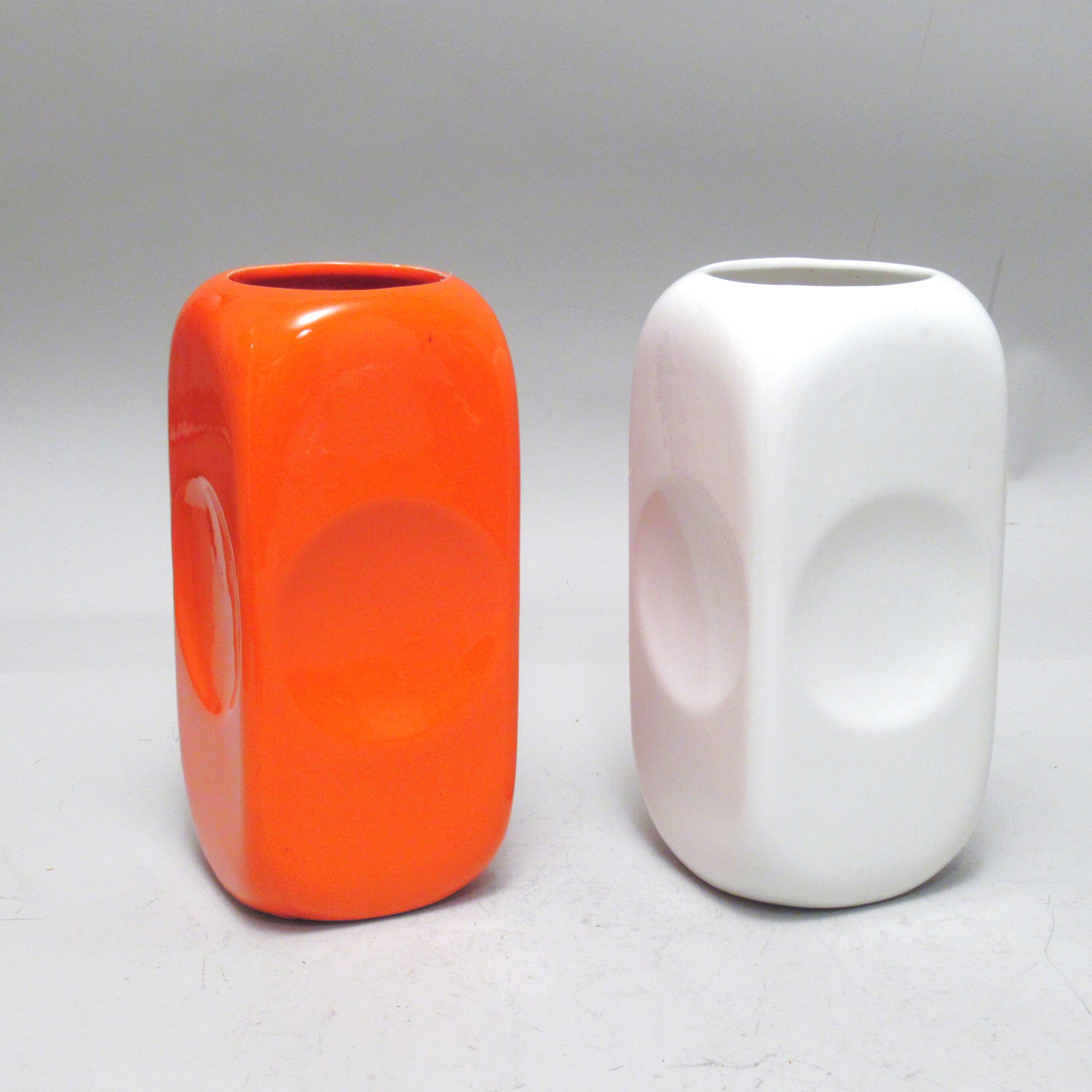 Orange rectangular vase Parravicini 1970s