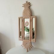Miroir triptyque Art déco Ananas en bois sculpté