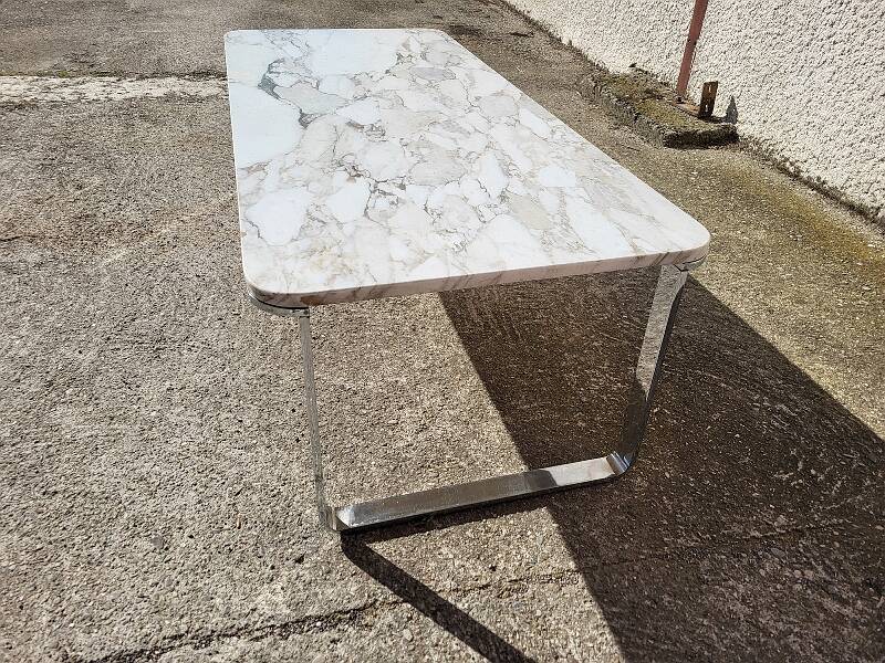 Marble and stainless steel coffee table