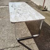 Marble and stainless steel coffee table