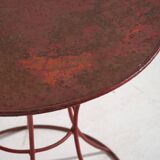 Antique painted metal table – European round industrial table – circa 1920