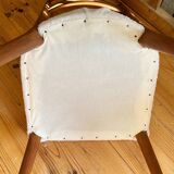 4 scandinavian chairs with seating in buckle fabrics
