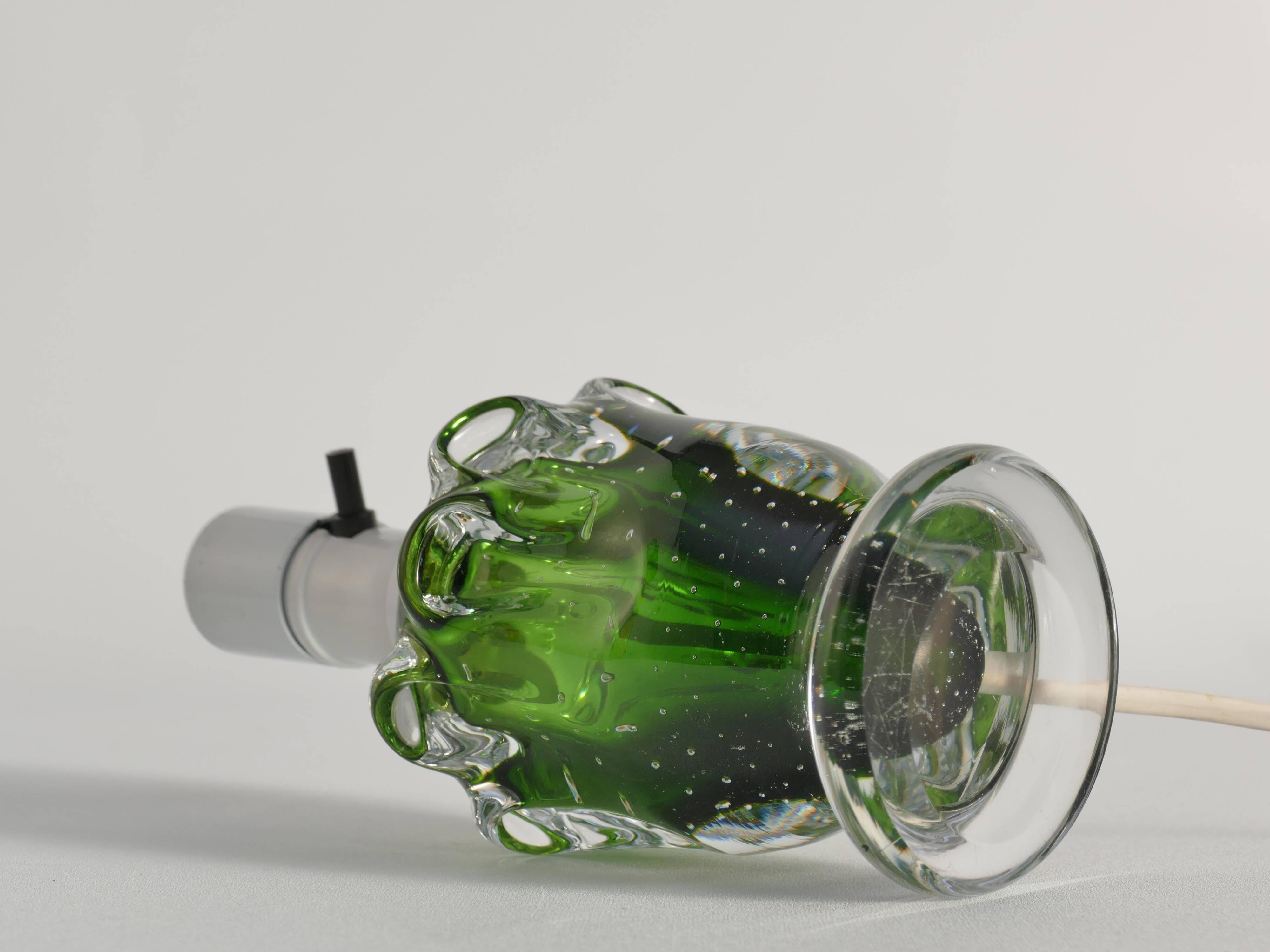 Green Glass Table Lamp Börne Augustsson, Åseda, 1950s