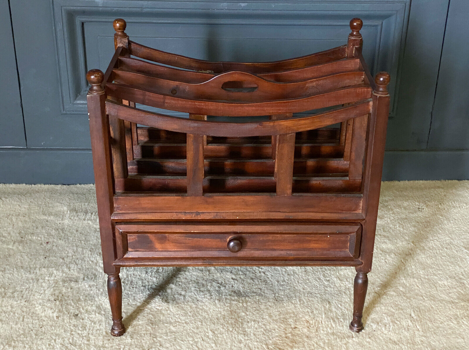 English mahogany magazine holder 1 drawer Mid-twentieth