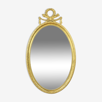 Miroir ovale xl avec couronne cadre en bois or Deknudt 112cm