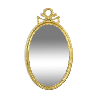 Deknudt Mirror Oval XL with Crown Wooden Frame Gold 112cm