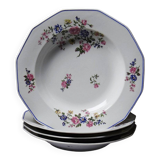 4 deep plates Bernardaud Limoges porcelain with floral decoration from the 1920s to 1950s.