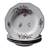 4 deep plates Bernardaud Limoges porcelain with floral decoration from the 1920s to 1950s.