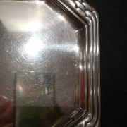 Art Deco silver metal tray with Orbrille house hallmarks