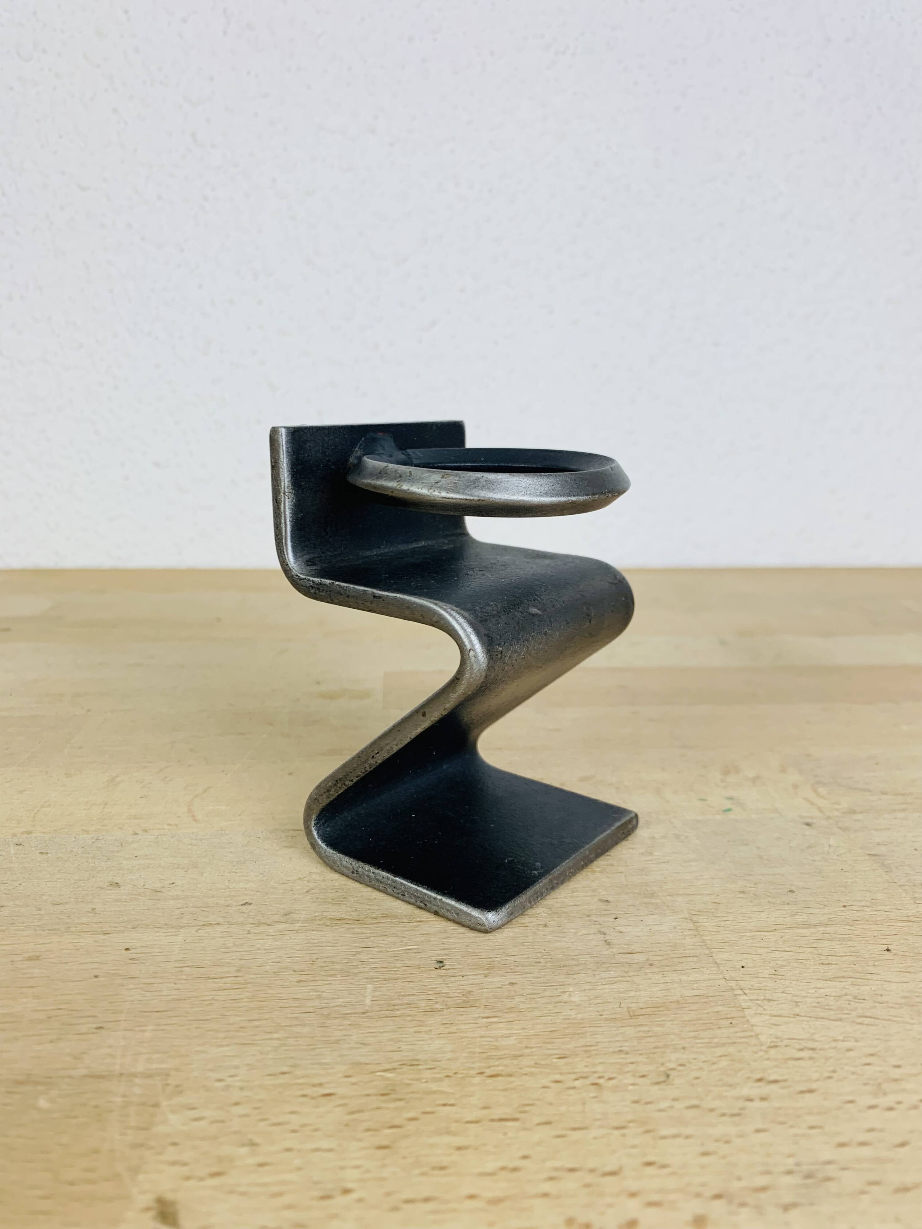 Bougeoir brutaliste fer forgé "Z"