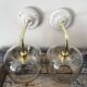 Set of two vintage smoked glass wall lights