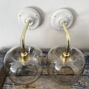 Set of two vintage smoked glass wall lights