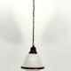 Vintage Industrial chandelier in copper and milk glass. Italy 1950s