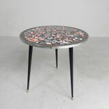 Round tiled table with mosaic, dining table, kitchen table, 1950s