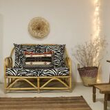 Vintage rattan sofa 2 places year 60