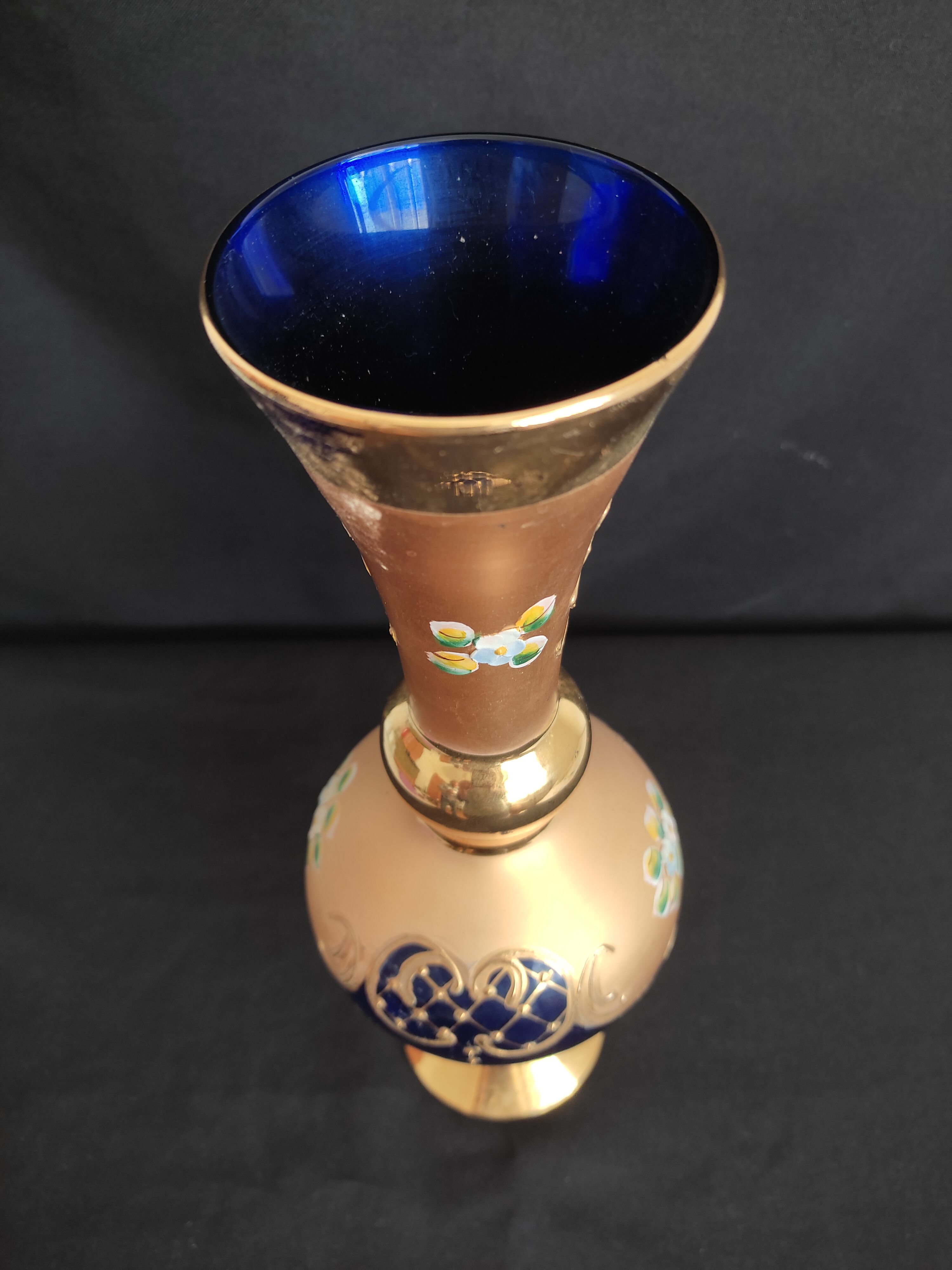Gold and midnight blue vase
