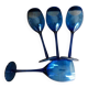 4 large vintage blue wine glasses.