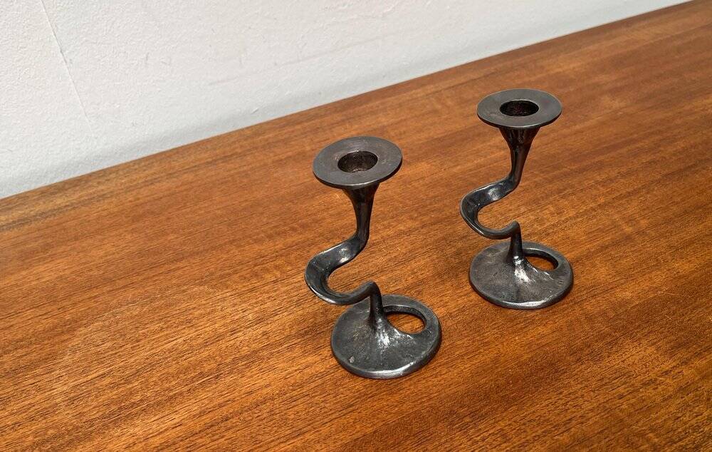 Amadeus candle holders from the Italian Brutalist series by Kurt Jesch for Fratelli Tonini, 1960s, set of 2.