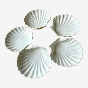 5 scallops antique porcelain cups