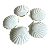 5 scallops antique porcelain cups